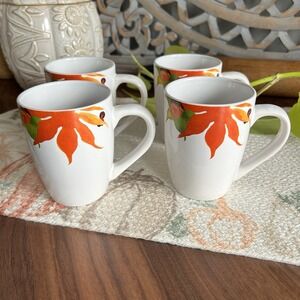 ROYAL Norfolk Fall Leaves Ceramic Mugs Set of 4 Autumn Mug Cup